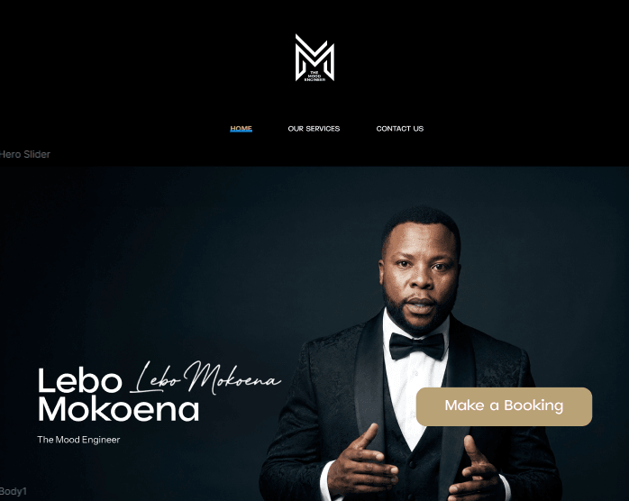 The Mood Engineer website featuring Lebo Mokoena